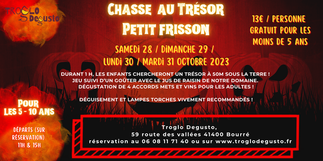 Petit Frisson : chasse au trésor d'Halloween chez Troglo Degusto à Bourré